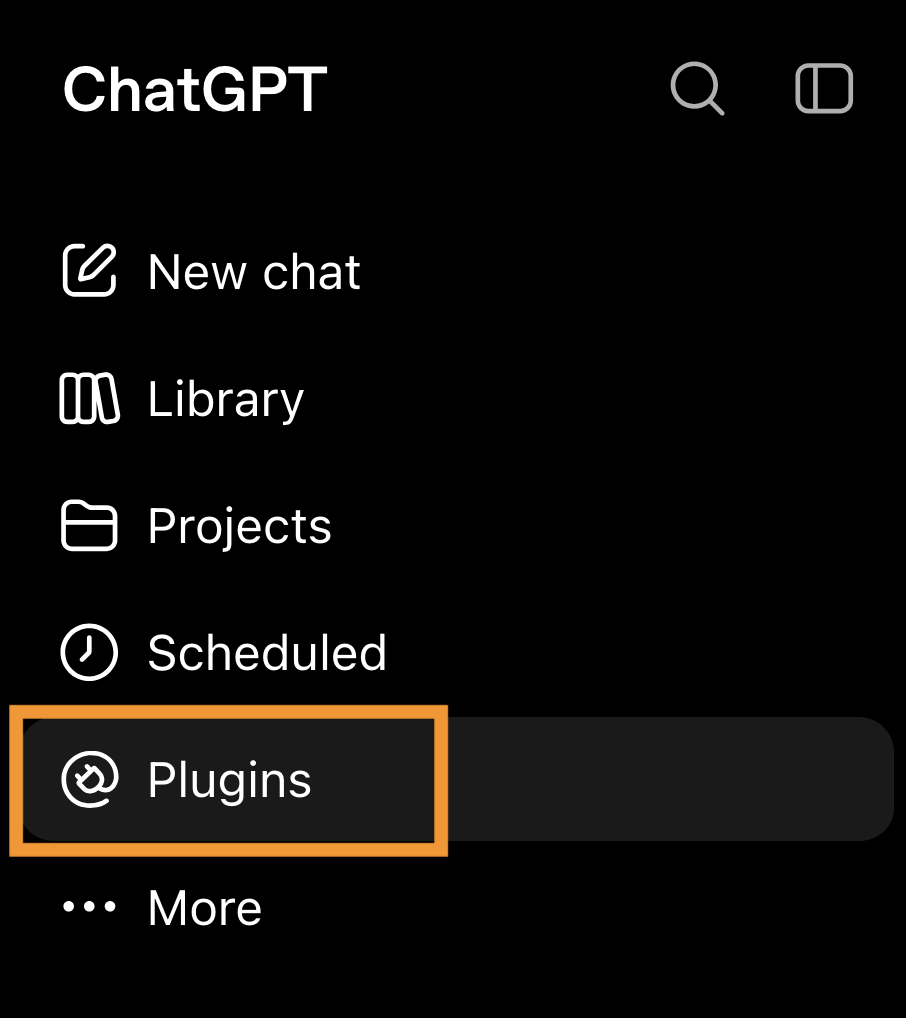 Barra lateral do ChatGPT com Plugins